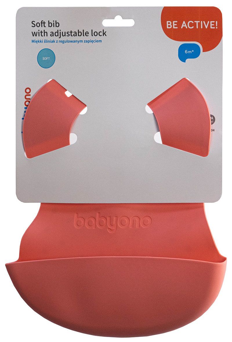 BabyOno Silikonový bryndák, růžový