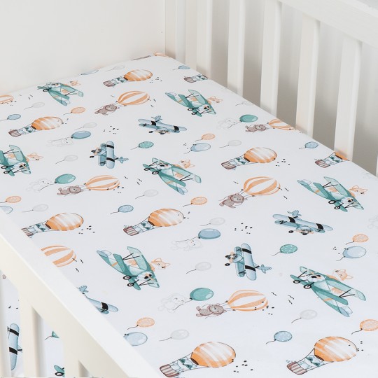 BabyBoom Prostěradlo do postýlky Létající zvířátka 120x60cm