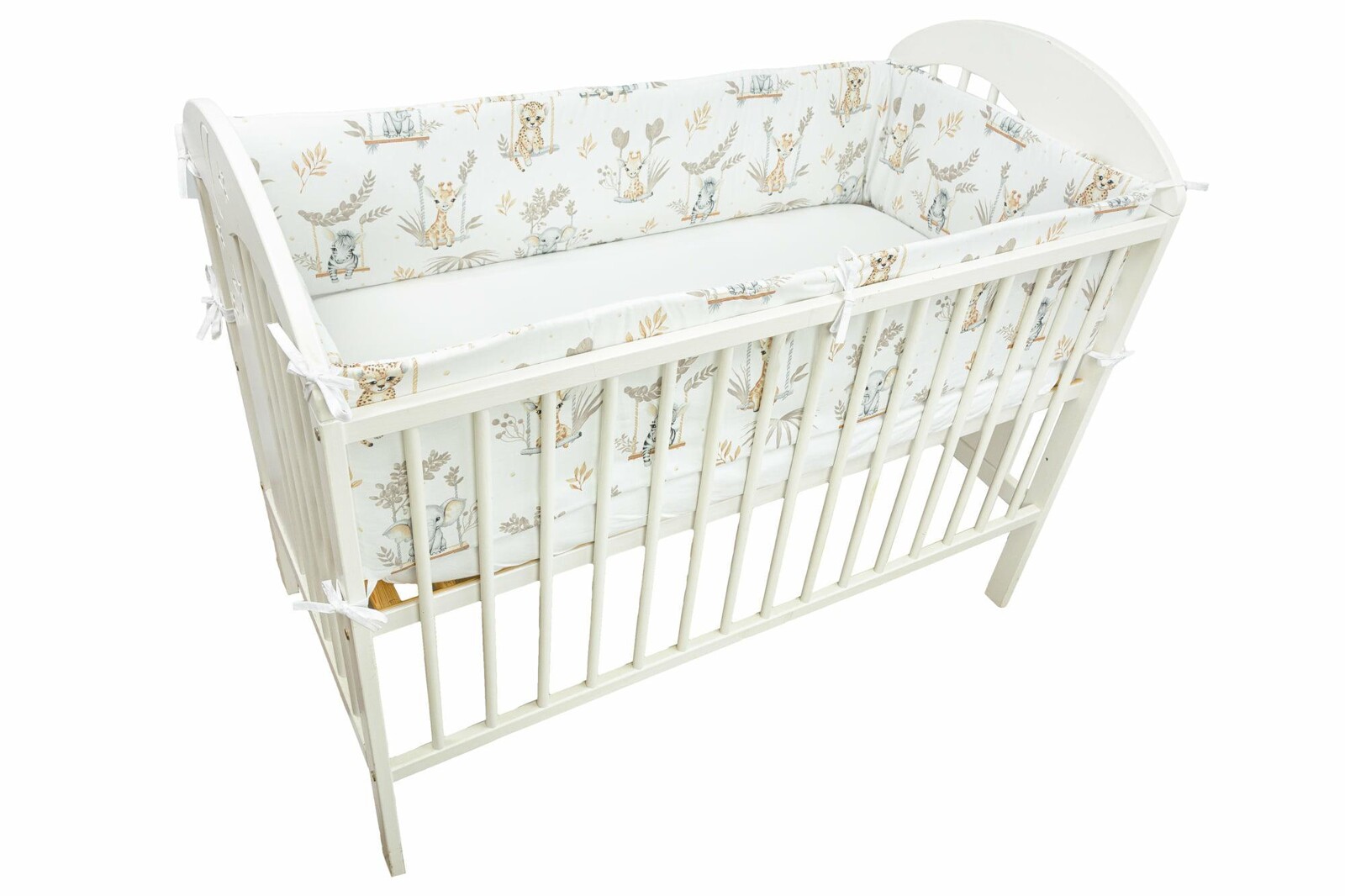 Mantinel do dětské postýlky Zvířátka na houpačce 360x30cm, béžová