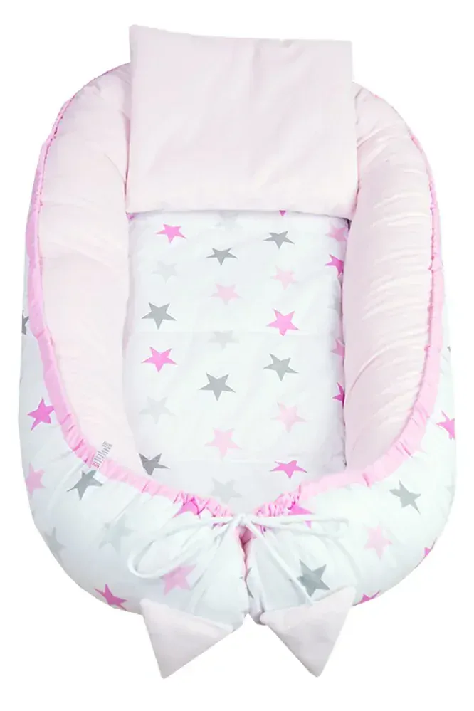 Oboustranné hnízdečko Velvet 5v1 Hvězdičky, růžová