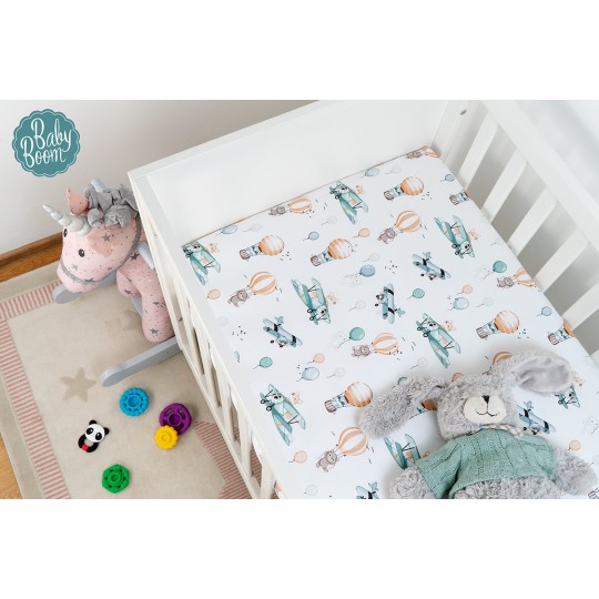 BabyBoom Prostěradlo do postýlky Létající zvířátka 120x60cm