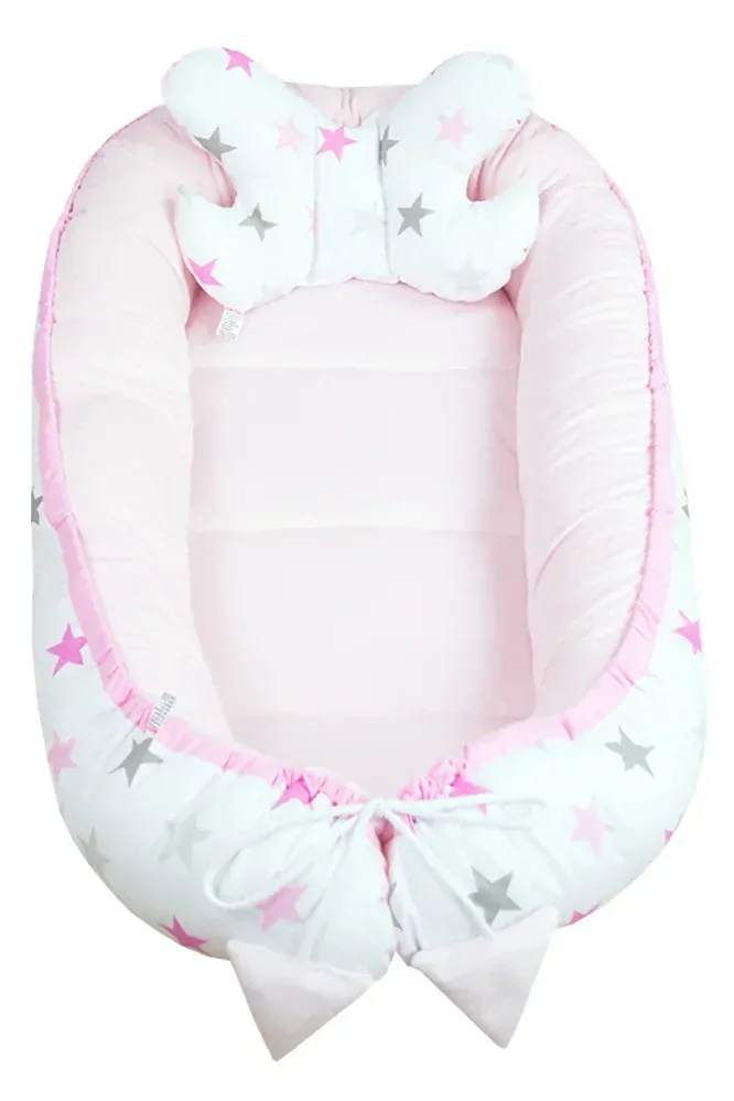 Oboustranné hnízdečko Velvet 5v1 Hvězdičky, růžová