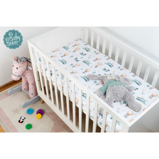 BabyBoom Prostěradlo do postýlky Létající zvířátka 120x60cm