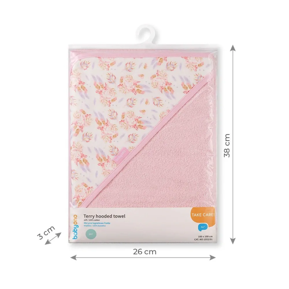 BabyOno Dětská osuška froté 100x100cm, růžová