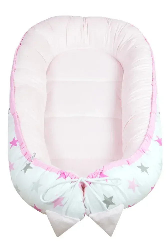 Oboustranné hnízdečko Velvet 5v1 Hvězdičky, růžová