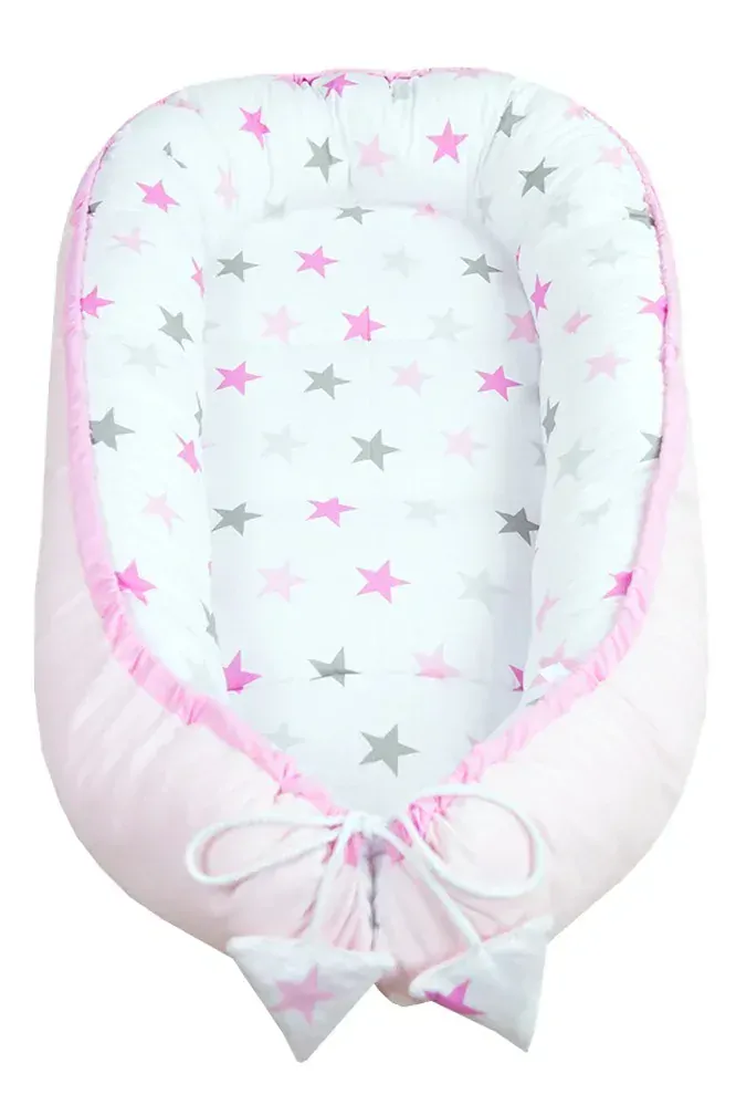 Oboustranné hnízdečko Velvet 5v1 Hvězdičky, růžová