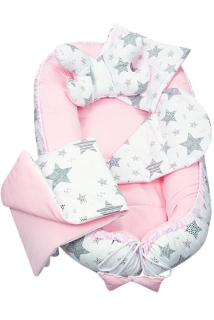 Oboustranné hnízdečko Velvet 5v1 Hvězdy, růžová