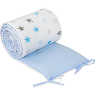 Oboustranný mantinel do dětské postýlky Hvězdičky 360x30cm, modrá