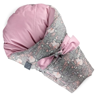 Péřová zavinovačka zavazovací 85x85cm Lištička, šedá/růžová