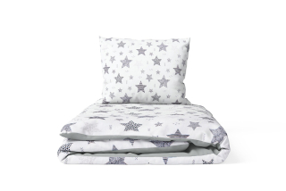 Povlečení do dětské postýlky Hvězdy 135x100cm, šedá/černá/bílá