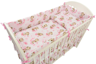 3-dílná sada do dětské postýlky Žirafa 135x100cm, růžová