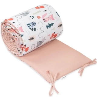 Mantinel do dětské postýlky Zvířátka 360x30cm, starorůžová