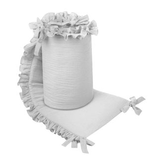 Belisima Mušelínový mantinel do postýlky 180 x 33 cm, šedý